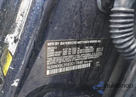 2014 BMW X3 xDrive28I z USA, uszkodzony, nr VIN 5UXWX9C55E0D17640